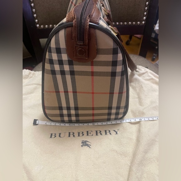 BURBERRY Classic Check Logo Canvas Leather Boston bag VINTAGE - Picture 2 of 7